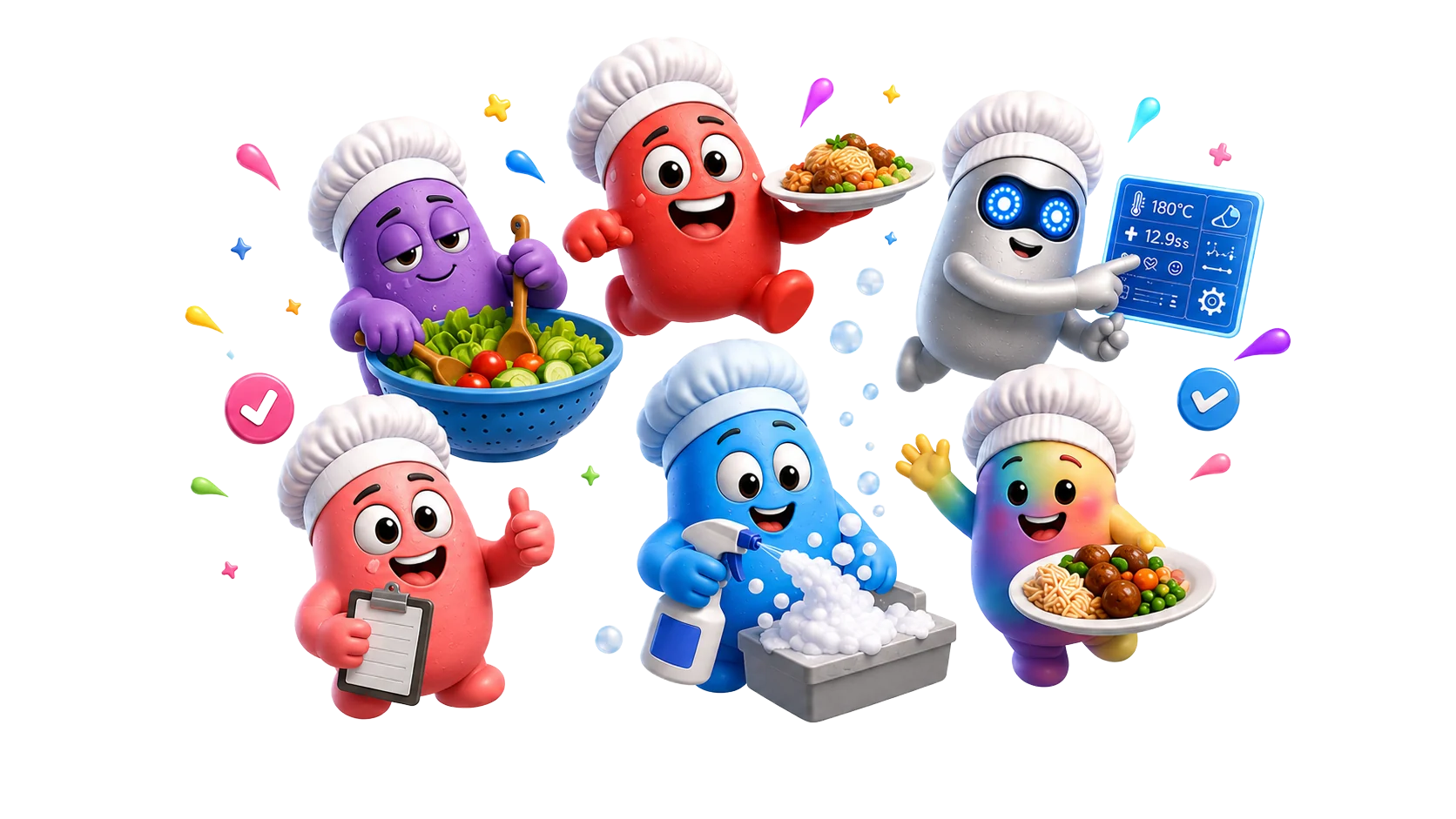 Personagens Segurançamente flutuando em uma cena de jogo